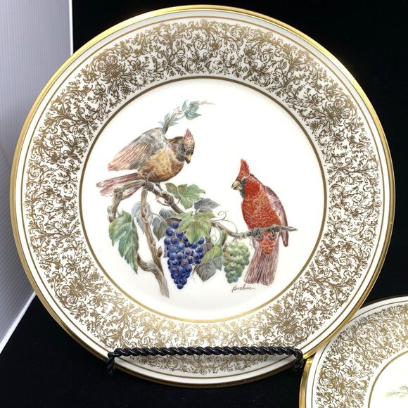 2 Lenox Porcelain Collector Plates Boehm Birds 1976 Cardinal 1981 Eastern Phoebe - Picture 2 of 9